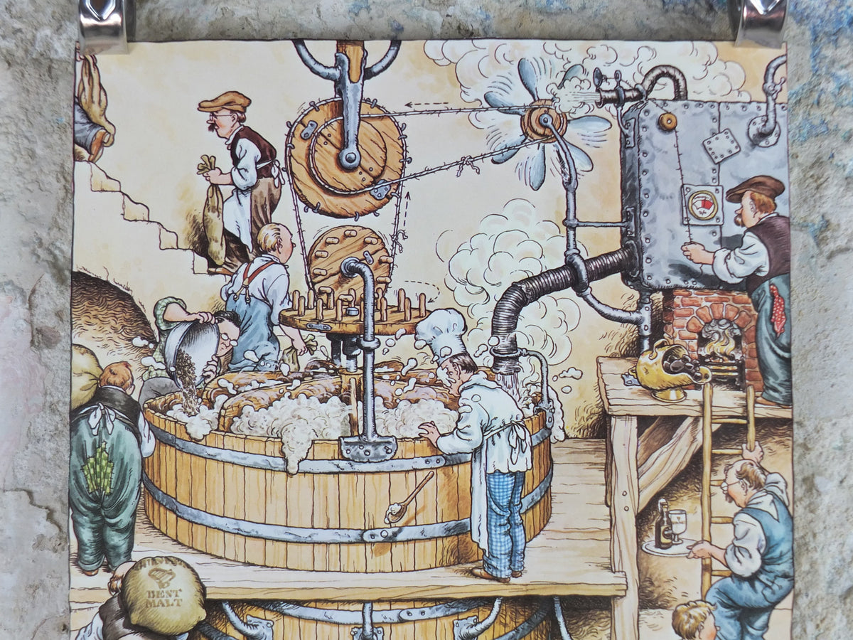 Vintage Gentle Art of Making Guinness Poster, Mixing the Guinness Mash, advertising ale Irish stout beer print wall art retro 1980s