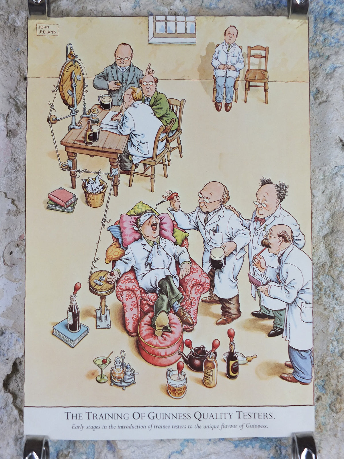 Vintage Gentle Art of Making Guinness Poster, Training of Quality Tester advertising ale Irish stout beer print wall art retro 1980s