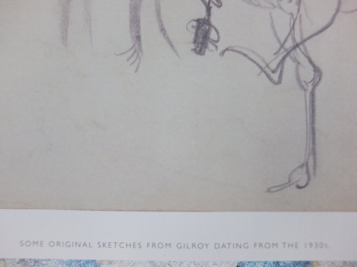 Guinness Ostrich Zoo Poster, by John Gilroy, drafts in pencil, Advertising campaign Wall art retro 1990s