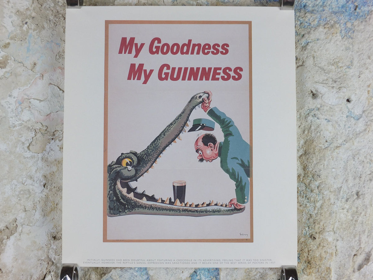 1990s My Goodness My Guinness Poster, by John Gilroy, 1957 Crocodile, Advertising campaign Wall art retro decor