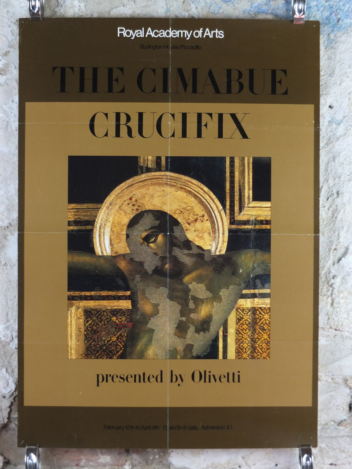 1983 Royal Academy of Arts Poster, Cimabue Crucifix, Italian artist gallery exhibition, wall art decor