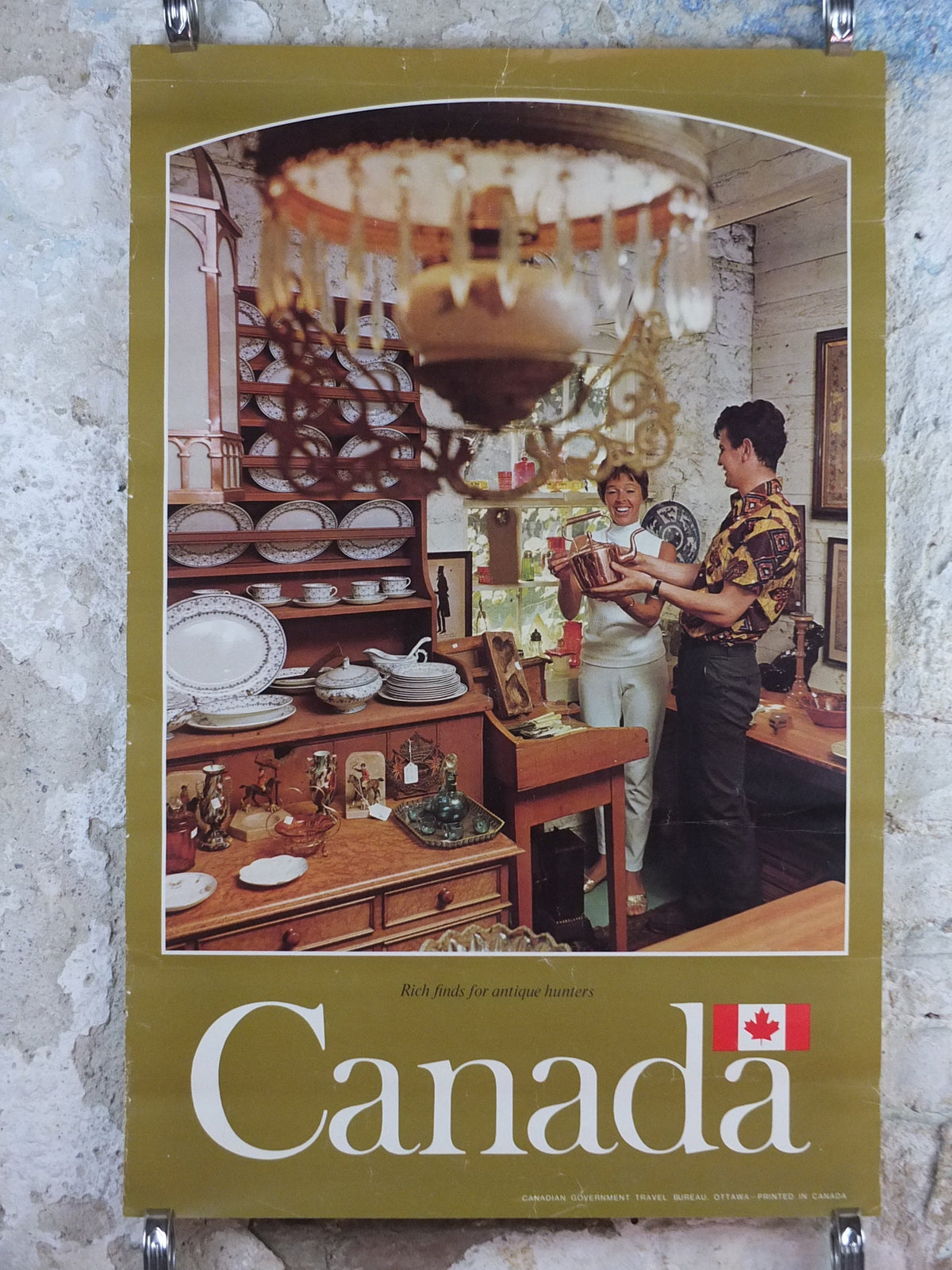 1970s Canada Antiques Poster, from Canadian Government Travel Bureau, tourism vacation wall art decor