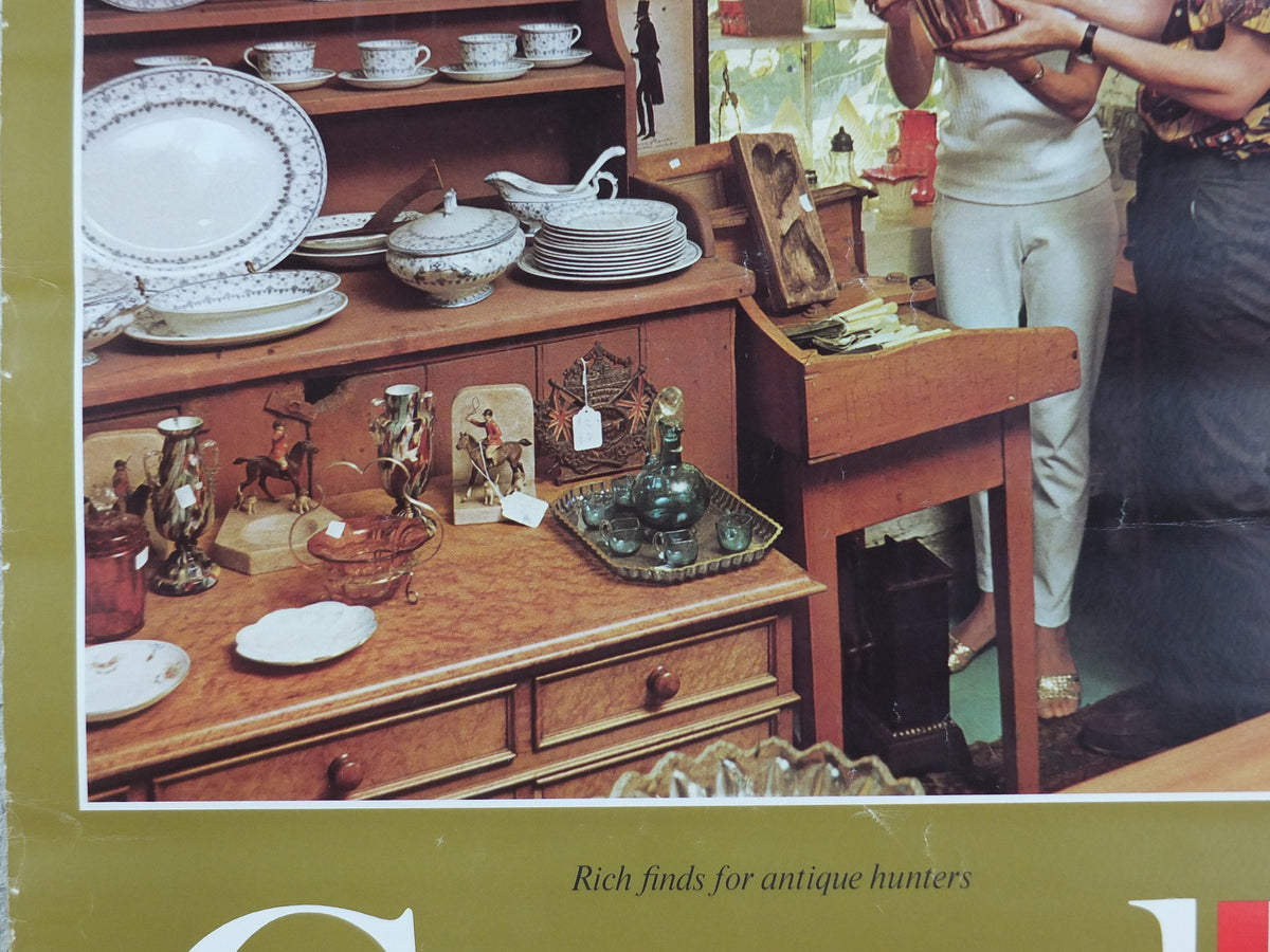1970s Canada Antiques Poster, from Canadian Government Travel Bureau, tourism vacation wall art decor