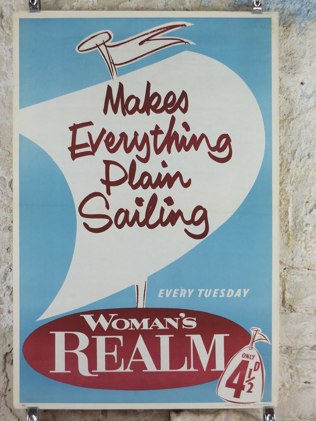 1950s Makes Everything Plain Sailing Poster, Woman's Realm magazine advertising, wall art retro decor