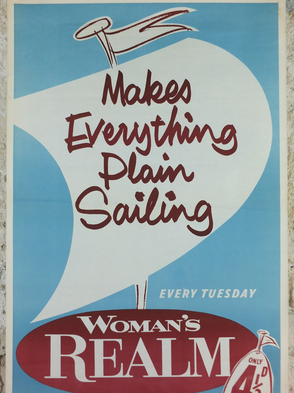 1950s Makes Everything Plain Sailing Poster, Woman's Realm magazine advertising, wall art retro decor