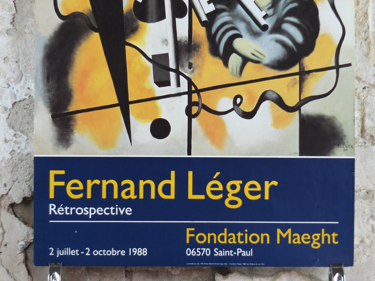 1988 Fernand Leger Poster, Mona Lisa with Keys, Retrospective, Fondation Maeght, Cubism and Modernism, gallery exhibition, wall art decor