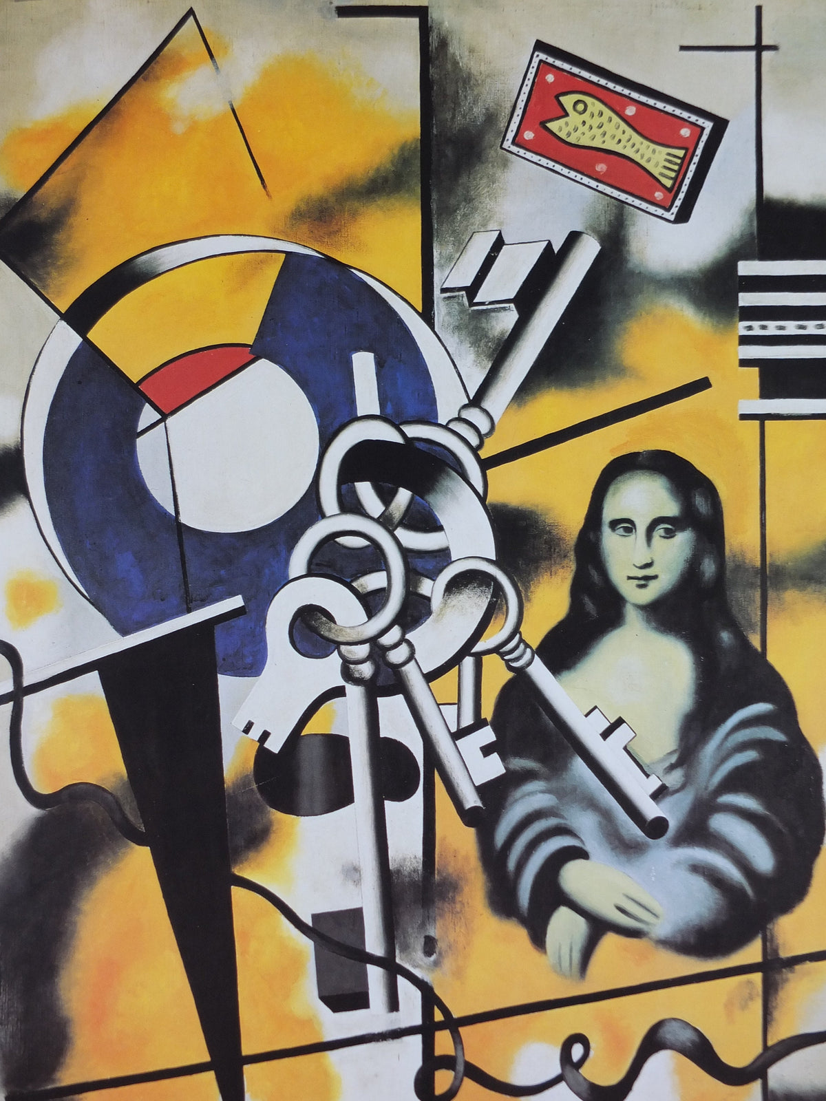 1988 Fernand Leger Poster, Mona Lisa with Keys, Retrospective, Fondation Maeght, Cubism and Modernism, gallery exhibition, wall art decor