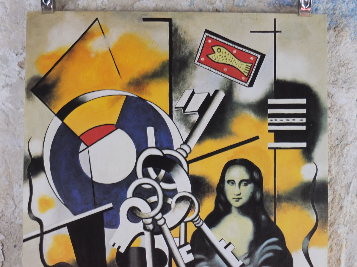 1988 Fernand Leger Poster, Mona Lisa with Keys, Retrospective, Fondation Maeght, Cubism and Modernism, gallery exhibition, wall art decor