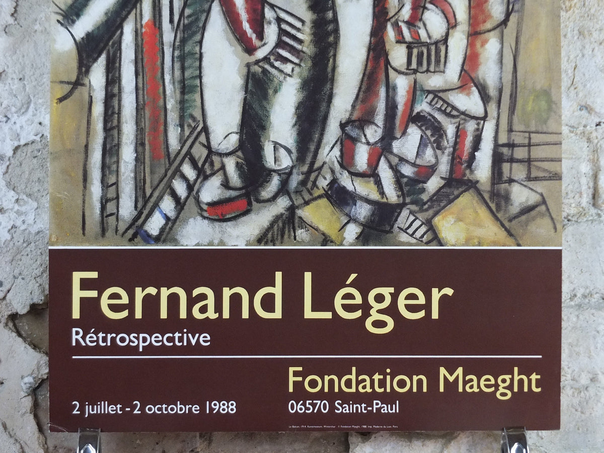 1988 Fernand Leger Poster, The Balcony, Retrospective, Fondation Maeght, Cubism and Modernism, gallery exhibition, wall art decor