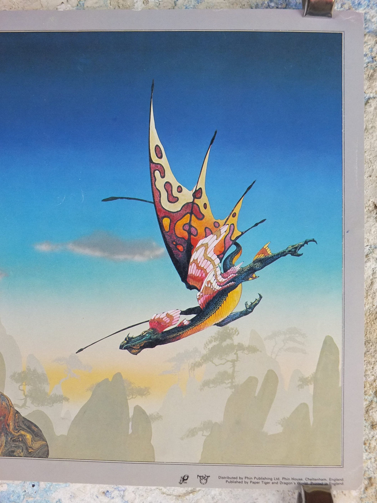 1977 Swooping Dragon Poster, by Roger Dean, From Paper Tiger and Dragon's World, RDF 01, fantasy wall art decor