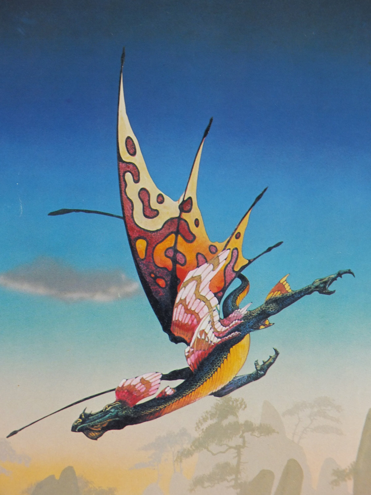1977 Swooping Dragon Poster, by Roger Dean, From Paper Tiger and Dragon's World, RDF 01, fantasy wall art decor