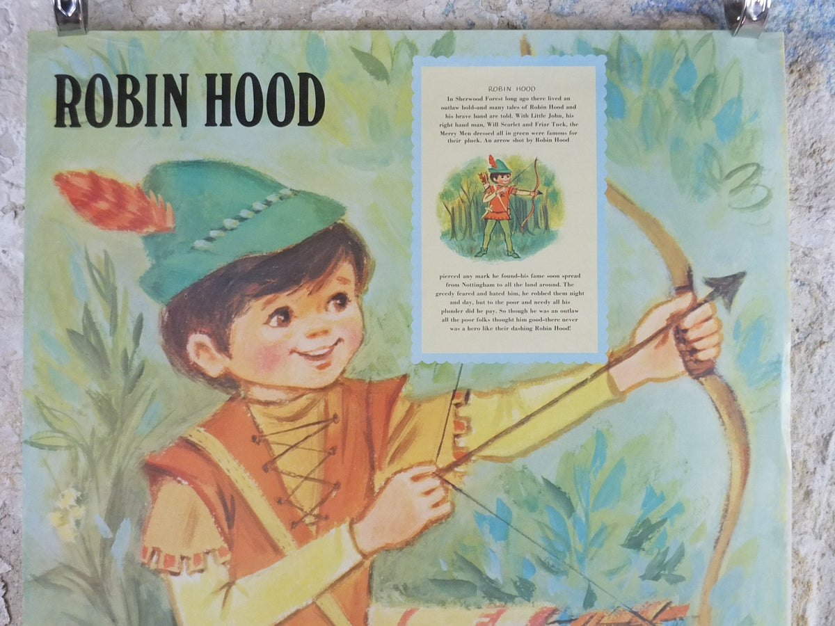 1970s Robin Hood Nursery Poster, Vintage nursery rhyme, from Rustcraft greeting cards, wall art decor