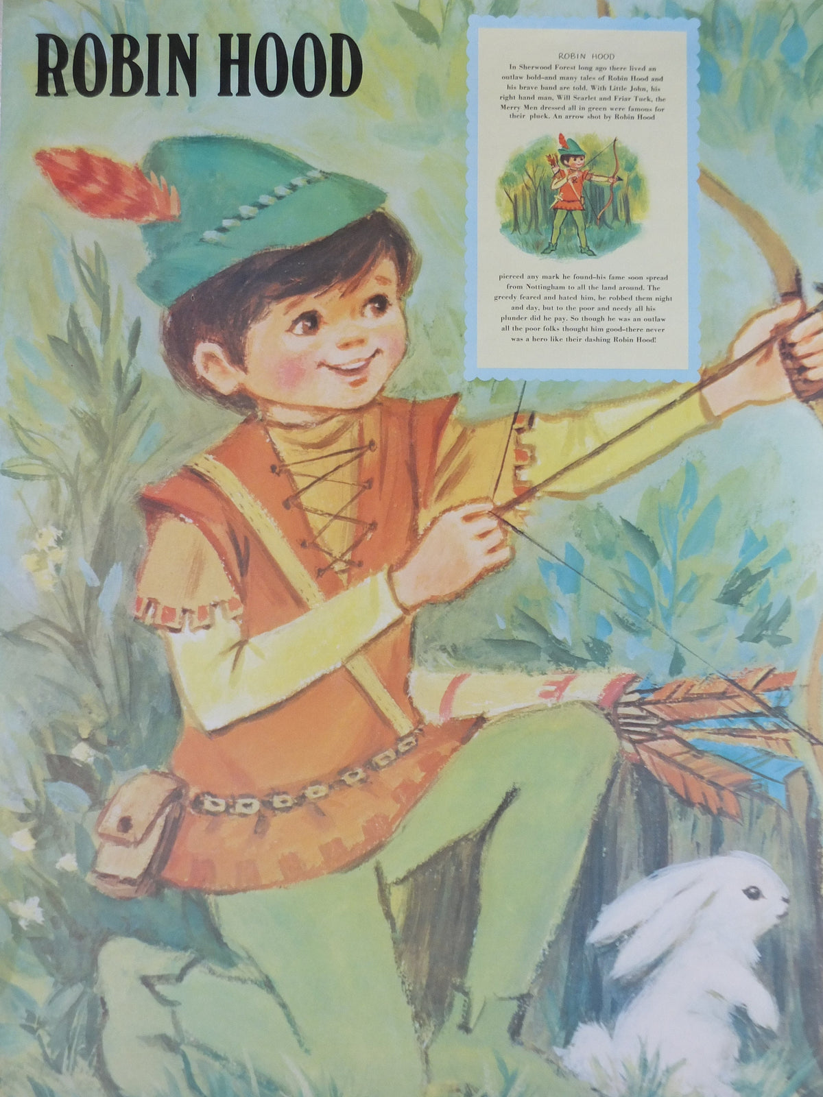1970s Robin Hood Nursery Poster, Vintage nursery rhyme, from Rustcraft greeting cards, wall art decor