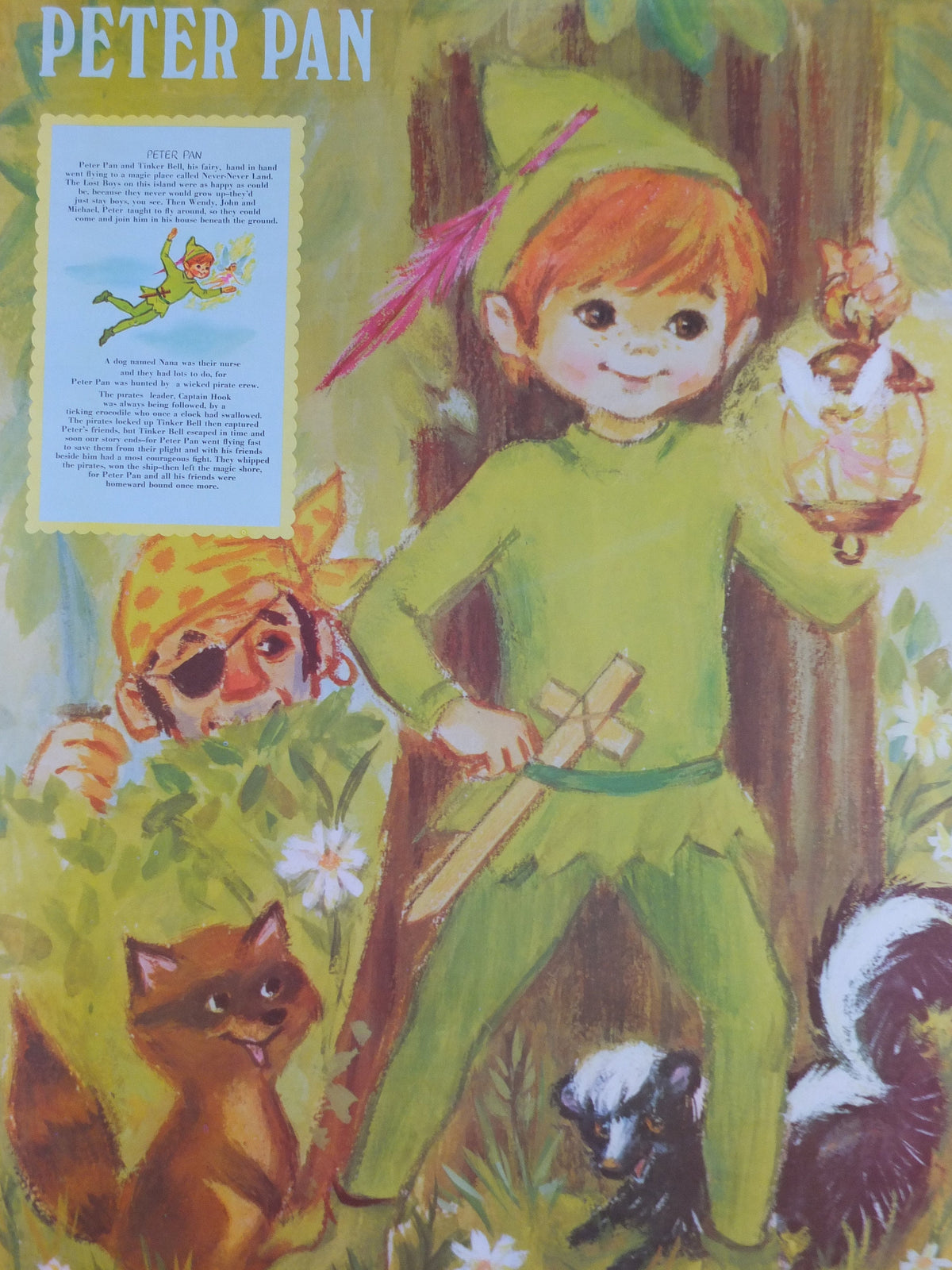 1970s Peter Pan Nursery Poster, Vintage nursery rhyme, from Rustcraft greeting cards, wall art decor
