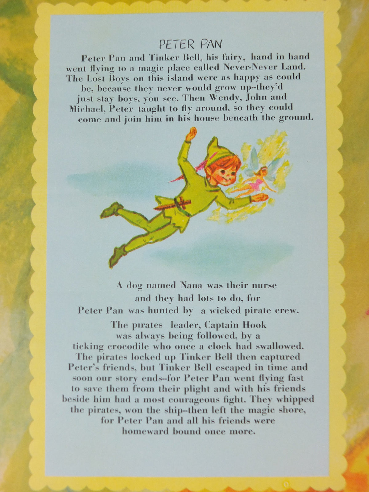 1970s Peter Pan Nursery Poster, Vintage nursery rhyme, from Rustcraft greeting cards, wall art decor