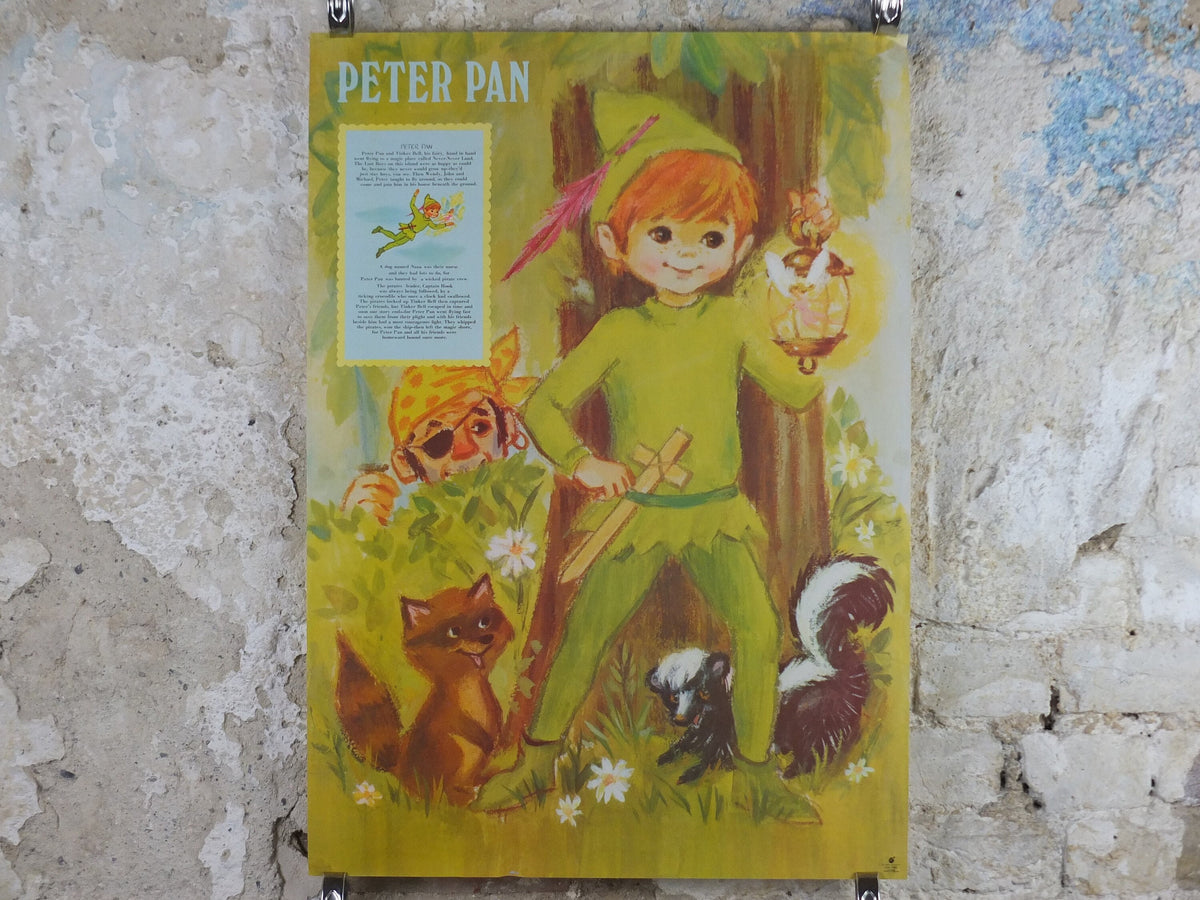 1970s Peter Pan Nursery Poster, Vintage nursery rhyme, from Rustcraft greeting cards, wall art decor