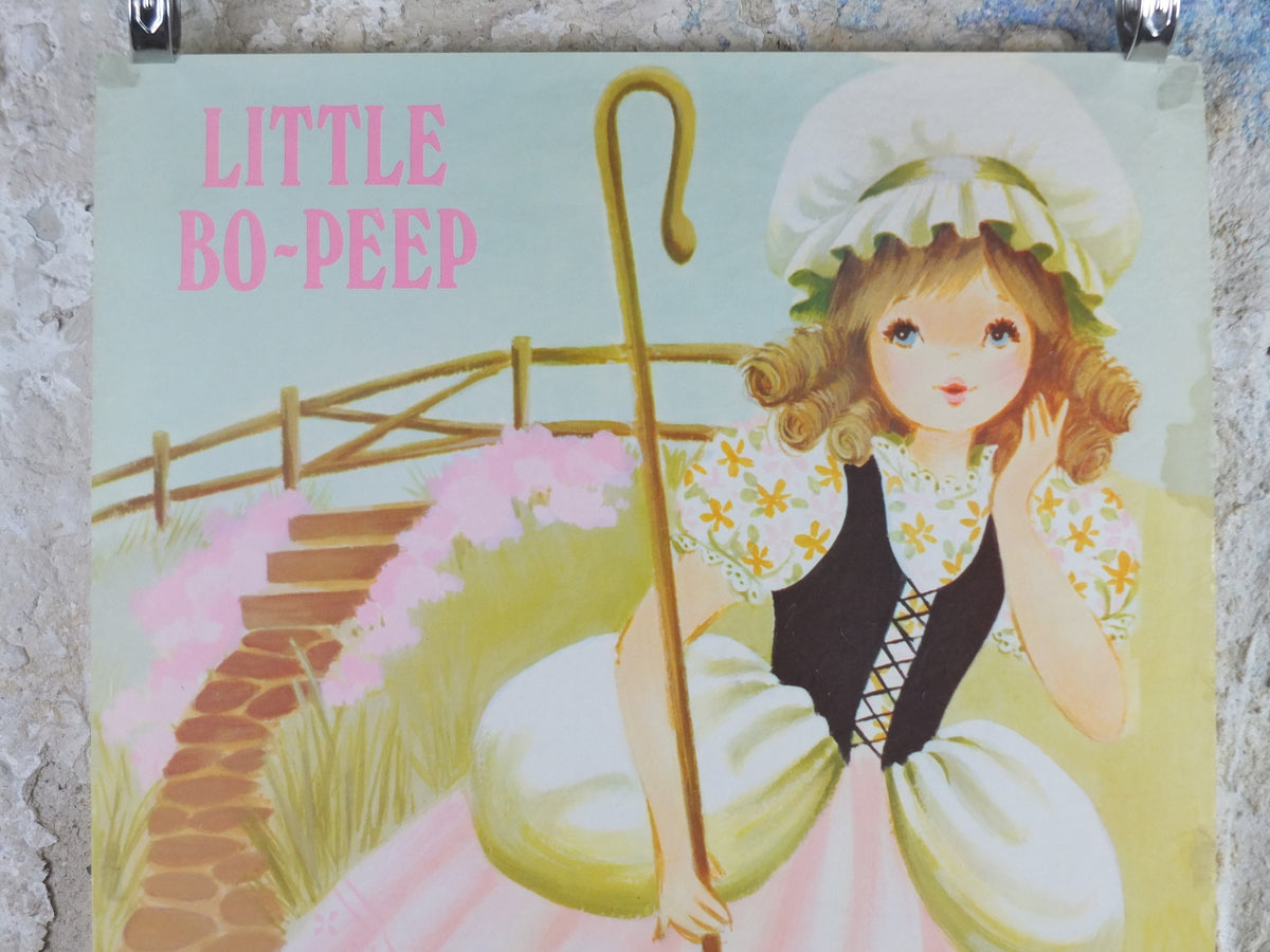 1970s Little Bo Peep Nursery Poster, Vintage nursery rhyme, from Rustcraft greeting cards, wall art decor