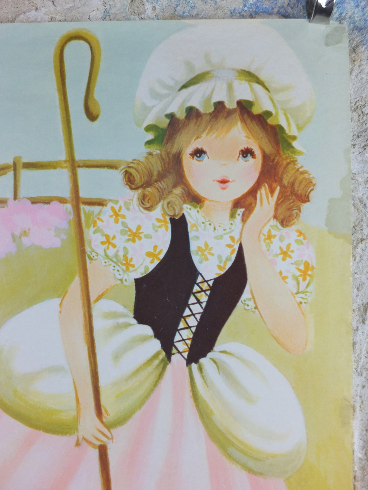 1970s Little Bo Peep Nursery Poster, Vintage nursery rhyme, from Rustcraft greeting cards, wall art decor