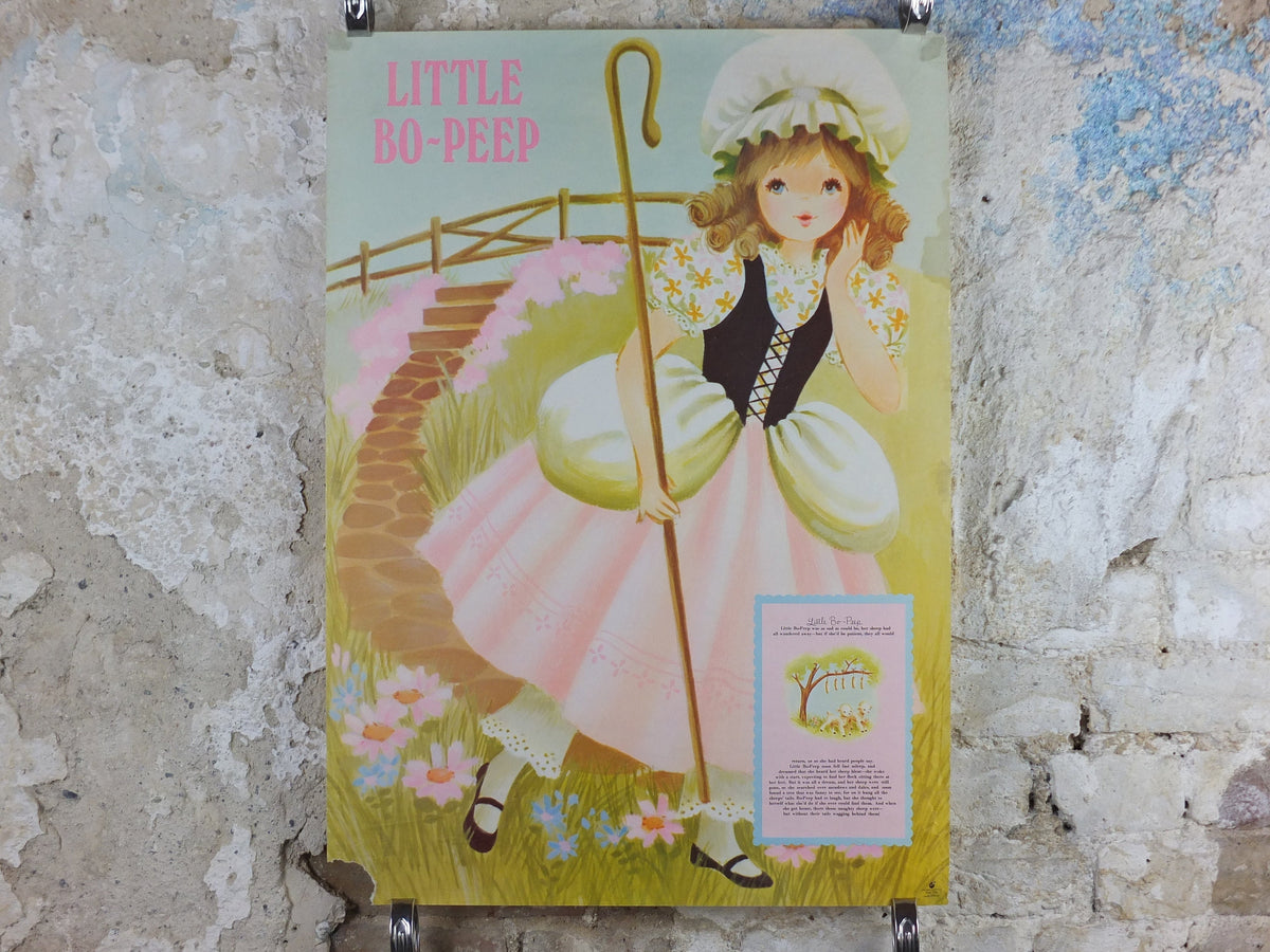 1970s Little Bo Peep Nursery Poster, Vintage nursery rhyme, from Rustcraft greeting cards, wall art decor