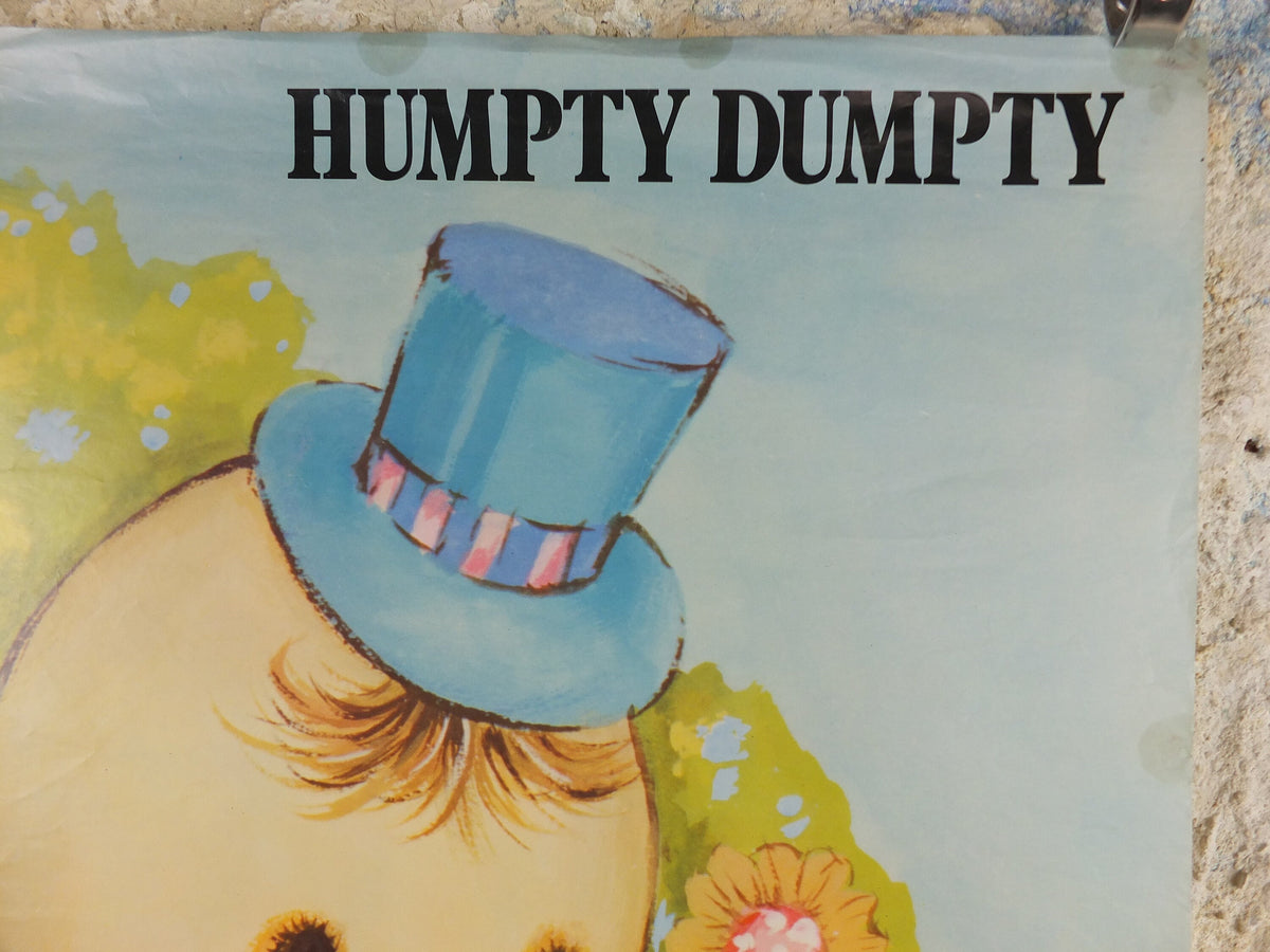 1970s Humpty Dumpty Nursery Poster, Vintage nursery rhyme, from Rustcraft greeting cards, wall art decor