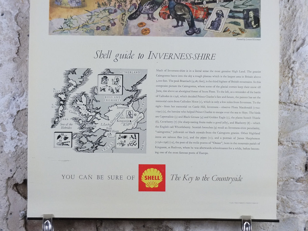 Shell Guide to Inverness-shire Poster, Scotland by Leonard Rosoman 1950s vintage, The Key to the Countryside, educational wall art and decor