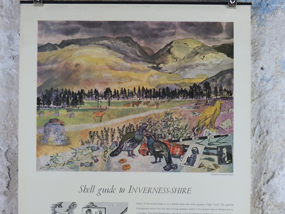 Shell Guide to Inverness-shire Poster, Scotland by Leonard Rosoman 1950s vintage, The Key to the Countryside, educational wall art and decor