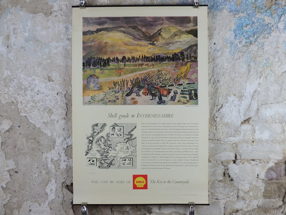 Shell Guide to Inverness-shire Poster, Scotland by Leonard Rosoman 1950s vintage, The Key to the Countryside, educational wall art and decor