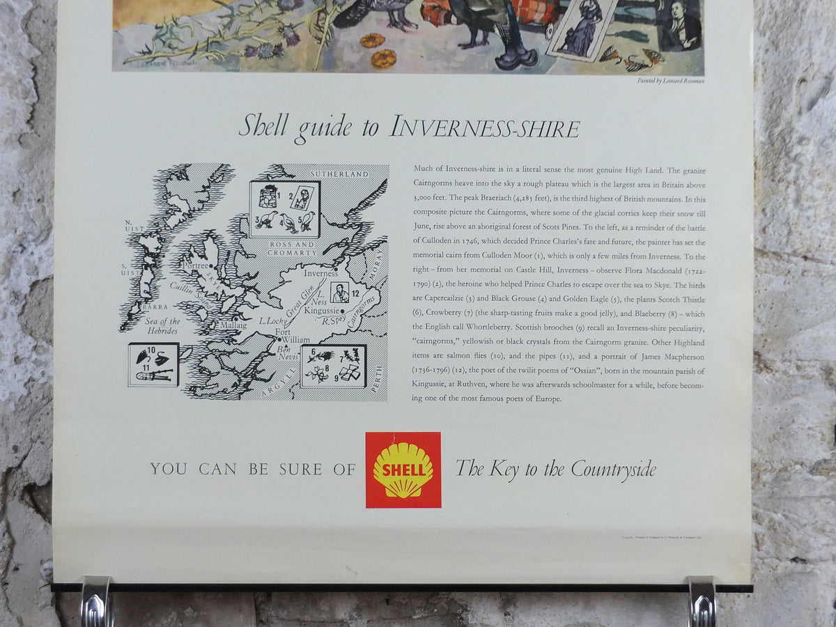 Shell Guide to Inverness-shire Poster, Scotland by Leonard Rosoman 1950s vintage, The Key to the Countryside, educational wall art and decor