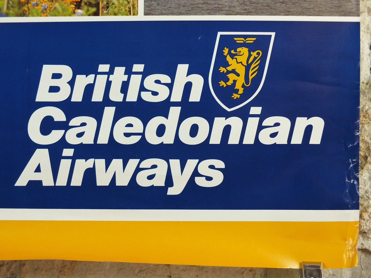 1970s British Caledonian Airways Poster, Great Britain, McDonnell Douglas DC 10, Aviation, travel wall art decor