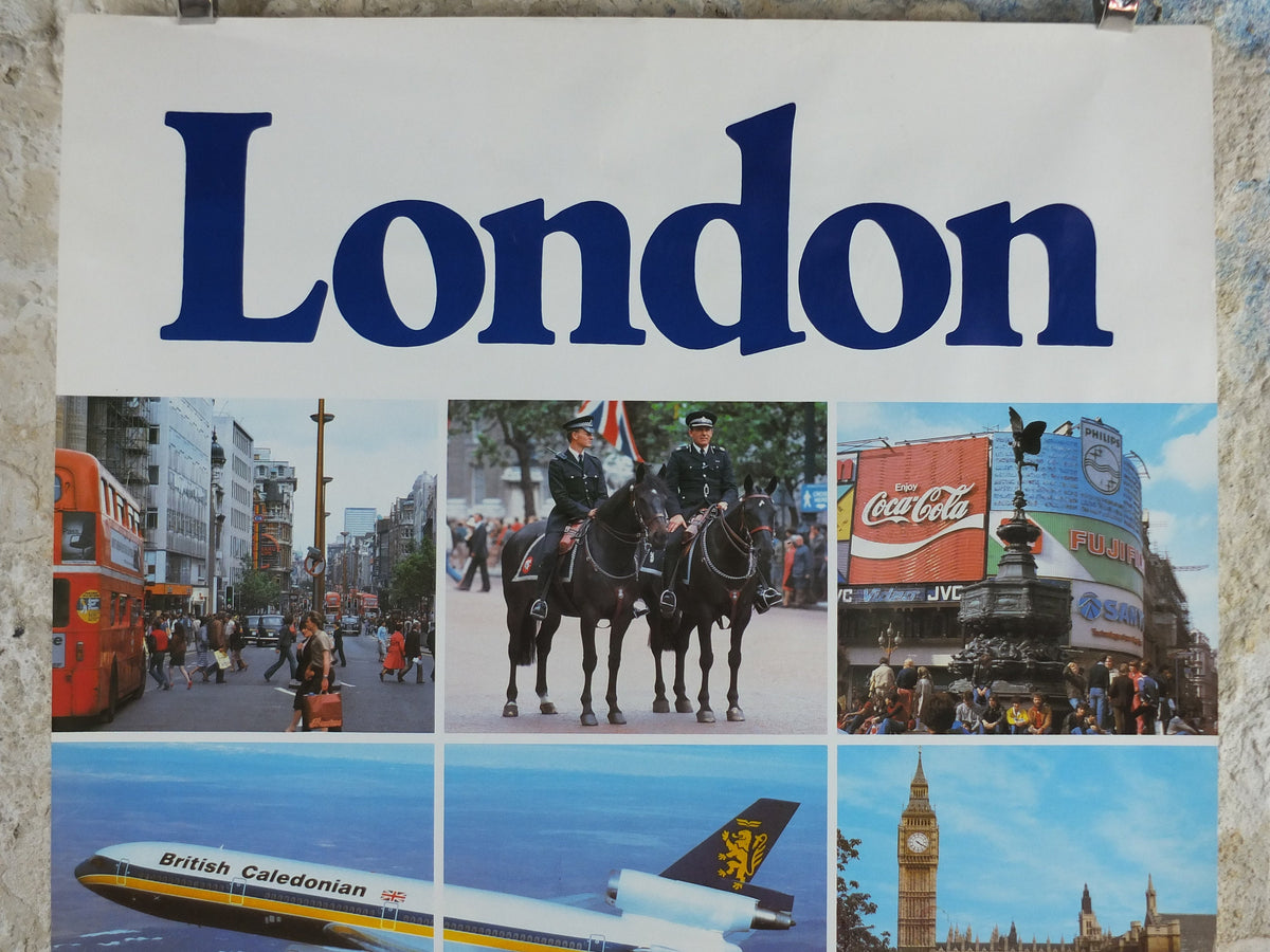 1970s British Caledonian Airways Poster, London, McDonnell Douglas DC 10, Aviation, travel wall art decor