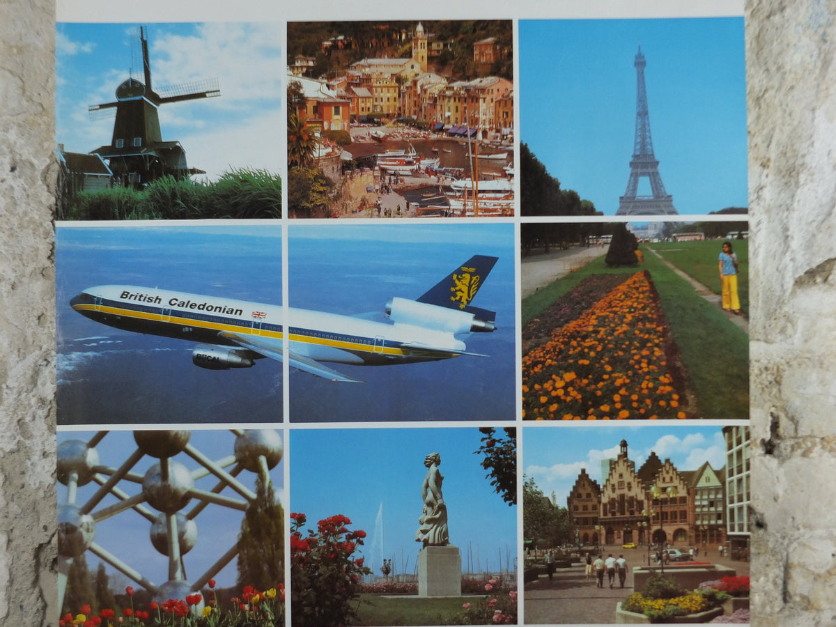 1970s British Caledonian Airways Poster, Europe, McDonnell Douglas DC 10, Aviation, travel wall art decor