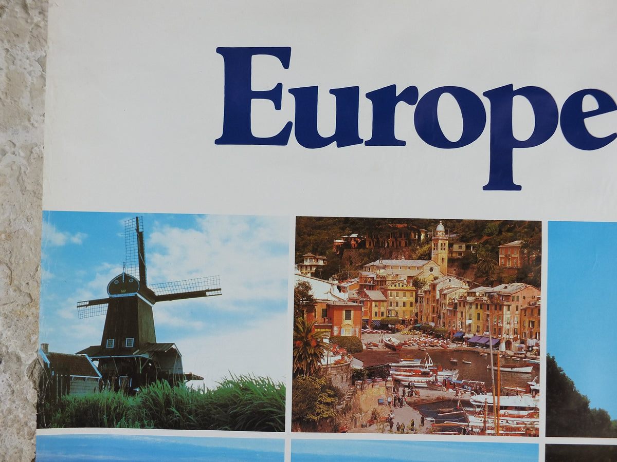 1970s British Caledonian Airways Poster, Europe, McDonnell Douglas DC 10, Aviation, travel wall art decor