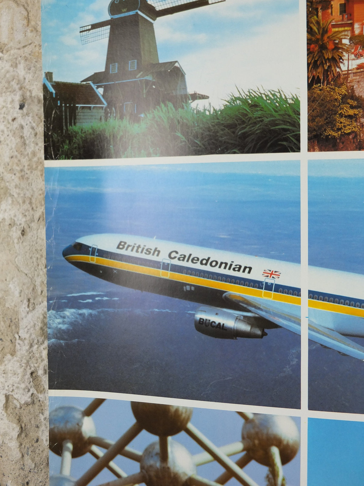 1970s British Caledonian Airways Poster, Europe, McDonnell Douglas DC 10, Aviation, travel wall art decor