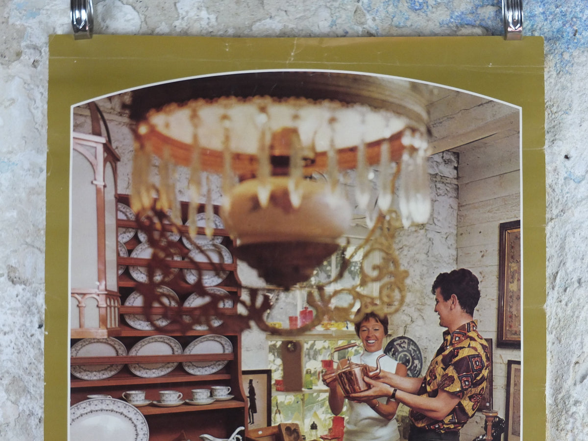 1970s Canada Antiques Poster, from Canadian Government Travel Bureau, tourism vacation wall art decor