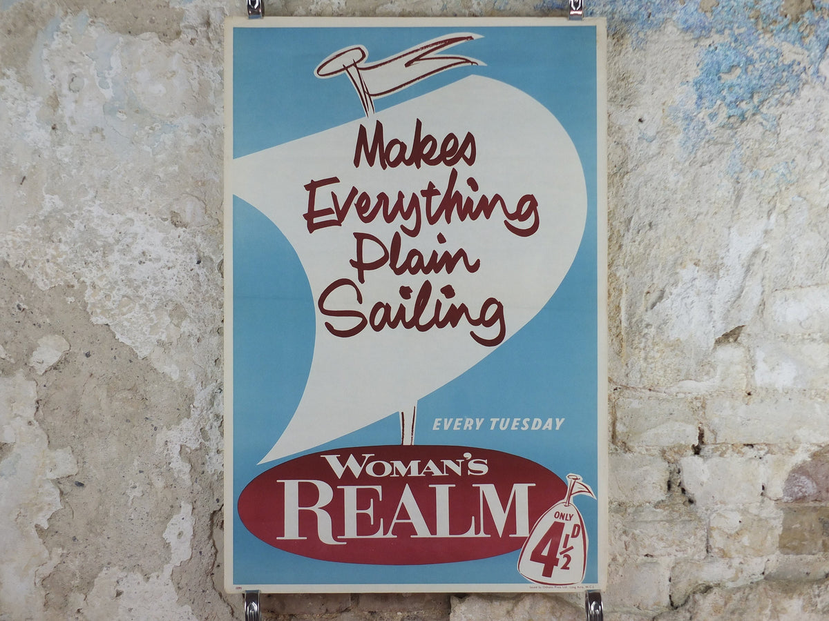 1950s Makes Everything Plain Sailing Poster, Woman's Realm magazine advertising, wall art retro decor
