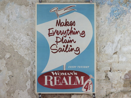 1950s Makes Everything Plain Sailing Poster, Woman's Realm magazine advertising, wall art retro decor