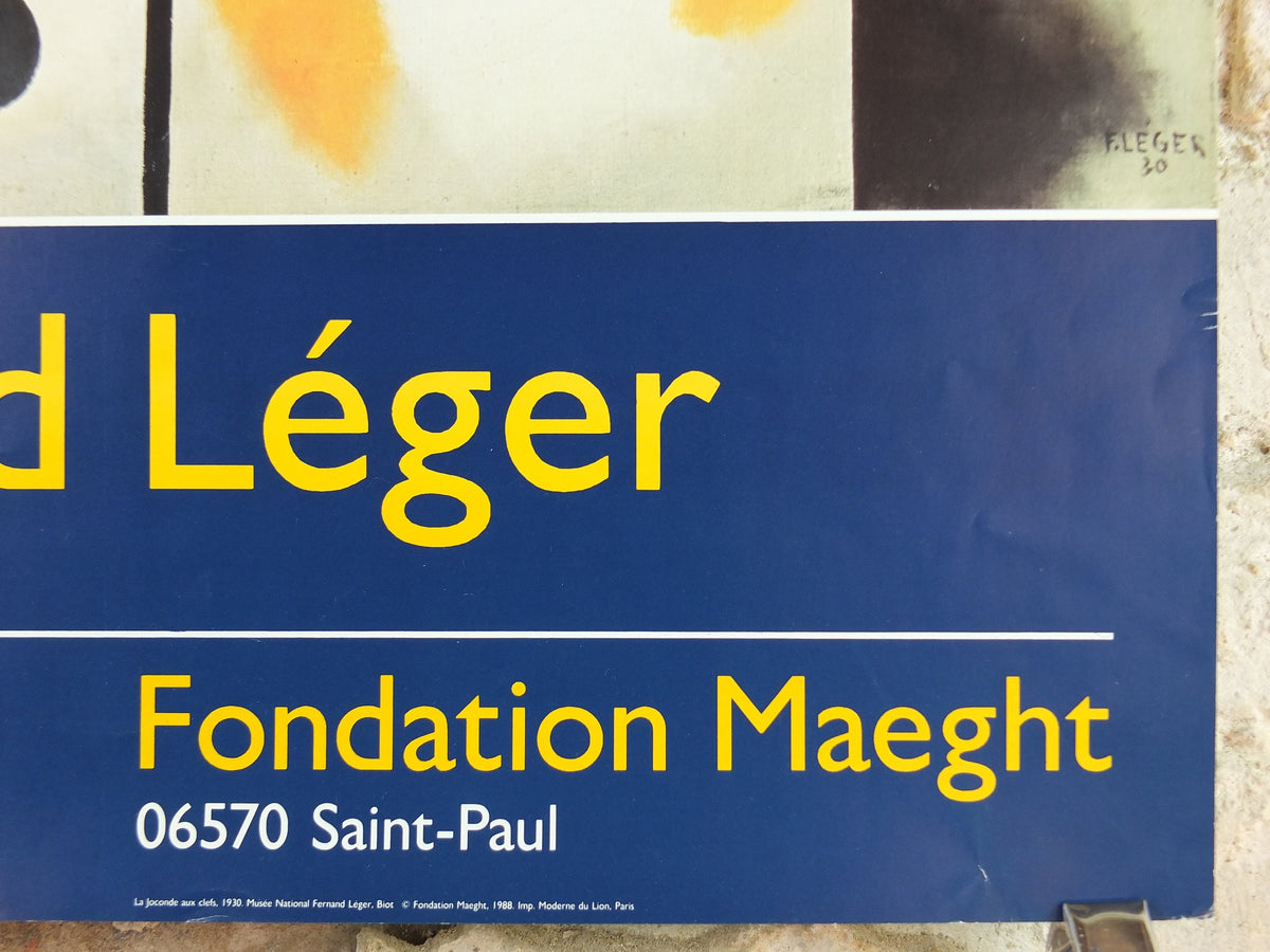 1988 Fernand Leger Poster, Mona Lisa with Keys, Retrospective, Fondation Maeght, Cubism and Modernism, gallery exhibition, wall art decor