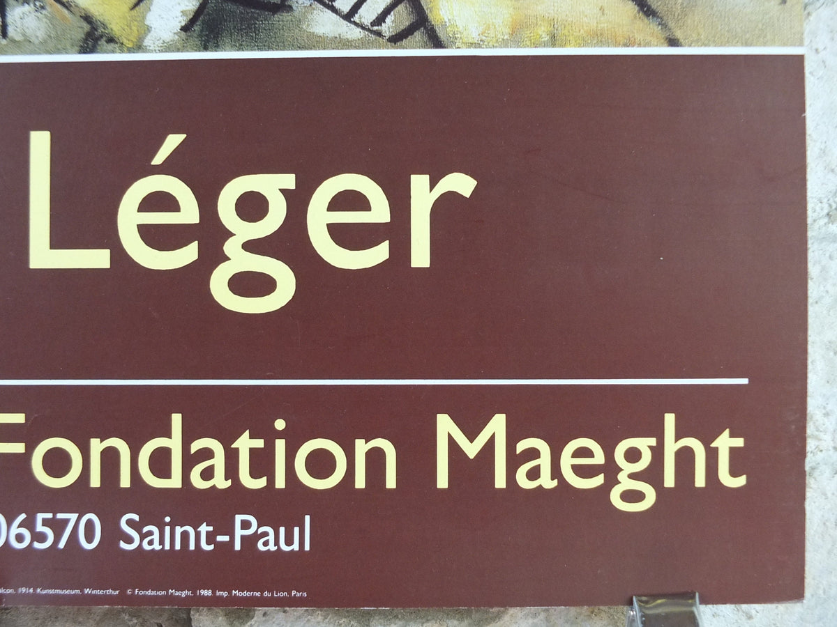1988 Fernand Leger Poster, The Balcony, Retrospective, Fondation Maeght, Cubism and Modernism, gallery exhibition, wall art decor