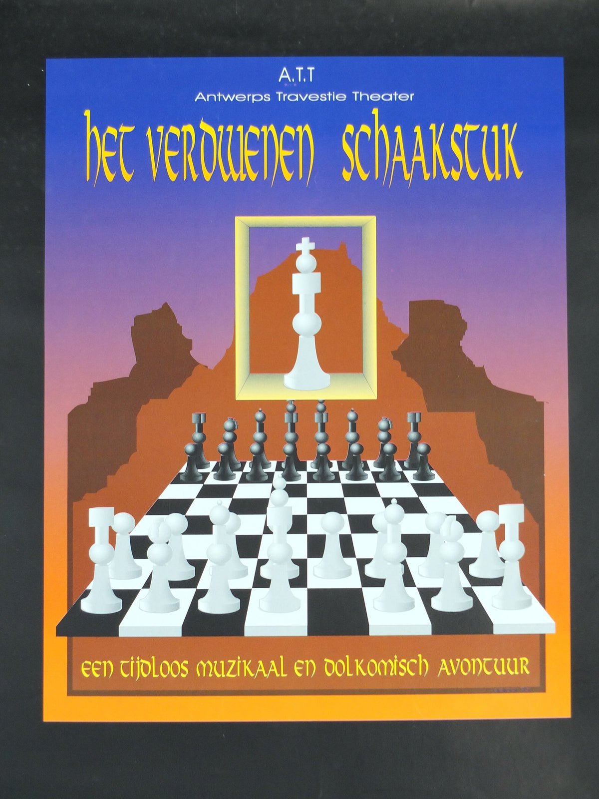1996 Chess Theatre Poster, "The Missing Chess Piece" or "Het Verdwenen Schaastuk", chessboard, film cinema memorabila, wall art decor