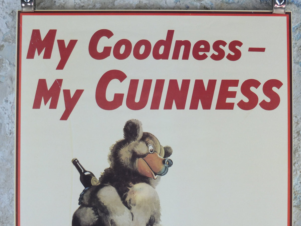 Vintage Guinness Poster, My Goodness My Guinness, from Guinness Museum, bear and zookeeper, 1936 Wall art by Gilroy retro decor