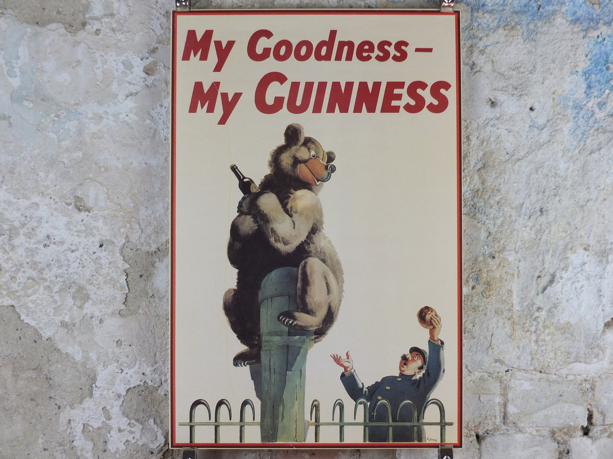 Vintage Guinness Poster, My Goodness My Guinness, from Guinness Museum, bear and zookeeper, 1936 Wall art by Gilroy retro decor