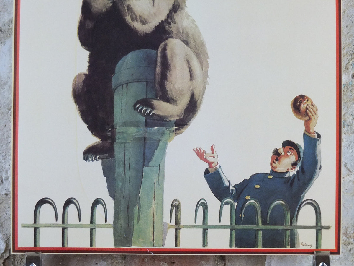 Vintage Guinness Poster, My Goodness My Guinness, from Guinness Museum, bear and zookeeper, 1936 Wall art by Gilroy retro decor