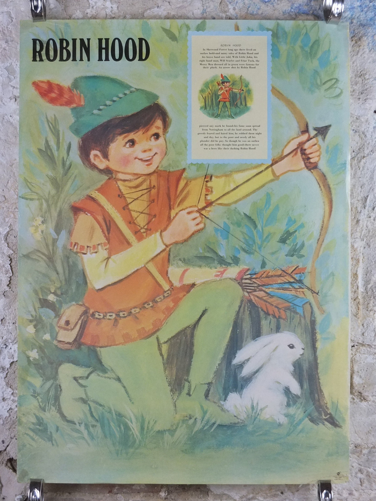 1970s Robin Hood Nursery Poster, Vintage nursery rhyme, from Rustcraft greeting cards, wall art decor