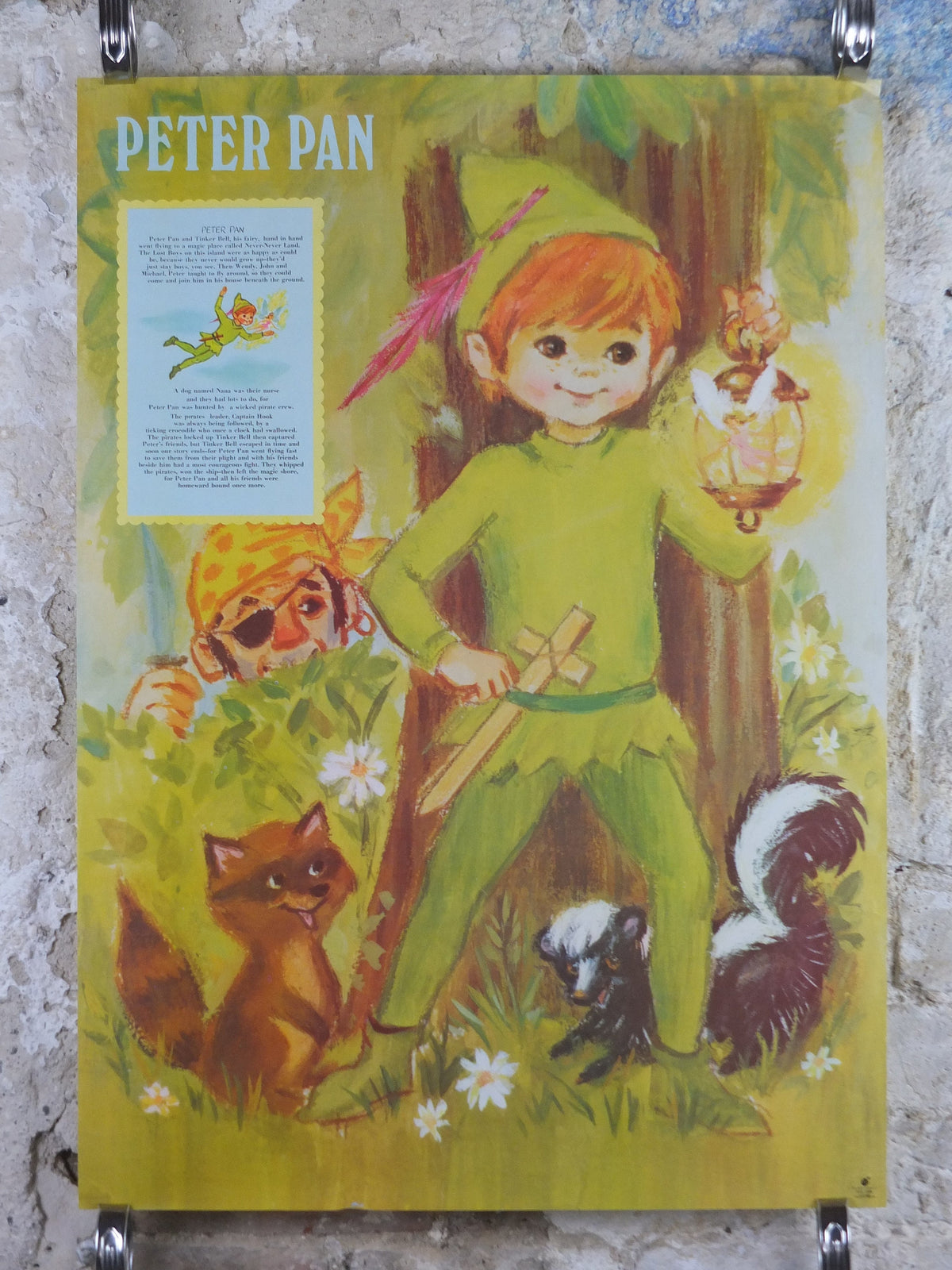 1970s Peter Pan Nursery Poster, Vintage nursery rhyme, from Rustcraft greeting cards, wall art decor