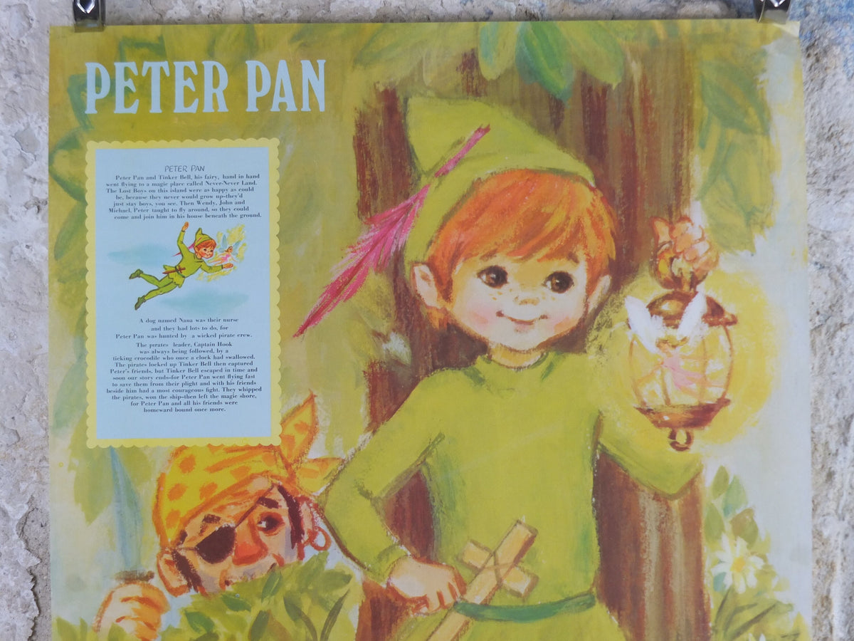 1970s Peter Pan Nursery Poster, Vintage nursery rhyme, from Rustcraft greeting cards, wall art decor