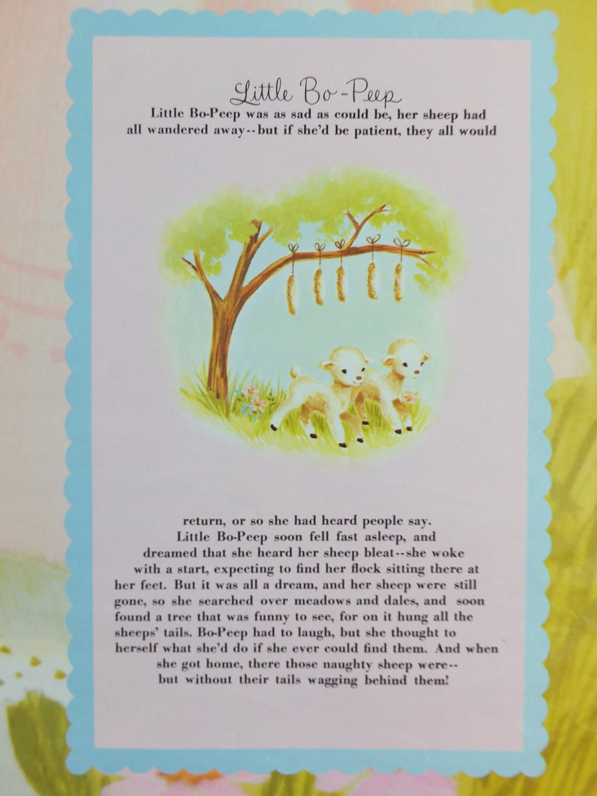 1970s Little Bo Peep Nursery Poster, Vintage nursery rhyme, from Rustcraft greeting cards, wall art decor