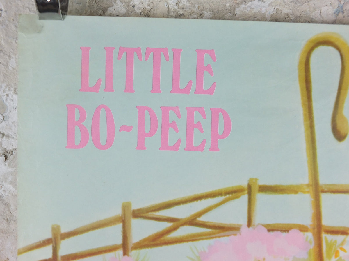 1970s Little Bo Peep Nursery Poster, Vintage nursery rhyme, from Rustcraft greeting cards, wall art decor