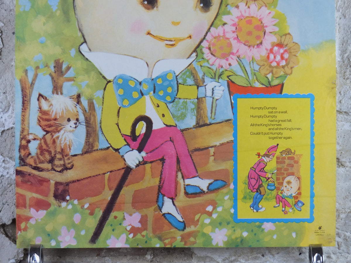 1970s Humpty Dumpty Nursery Poster, Vintage nursery rhyme, from Rustcraft greeting cards, wall art decor
