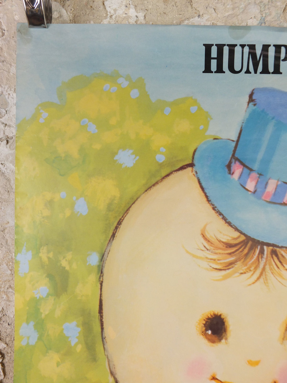 1970s Humpty Dumpty Nursery Poster, Vintage nursery rhyme, from Rustcraft greeting cards, wall art decor