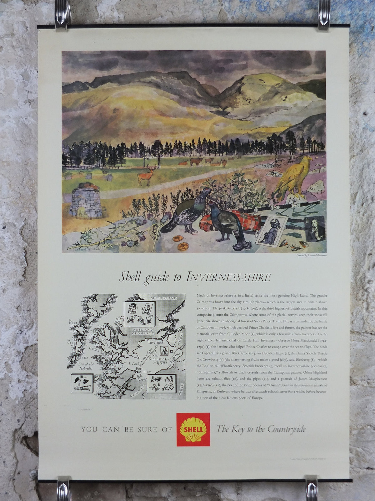 Shell Guide to Inverness-shire Poster, Scotland by Leonard Rosoman 1950s vintage, The Key to the Countryside, educational wall art and decor